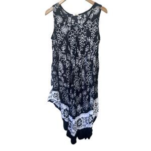 Exist Hawaiian Inspired Tropical Floral Semi Sheer Handkerchief Dress One Size